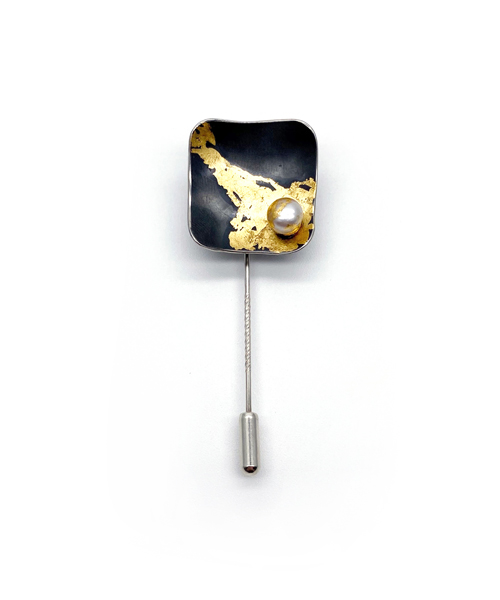 broşa eşarfă din argint cu foiţă de aur de 24k