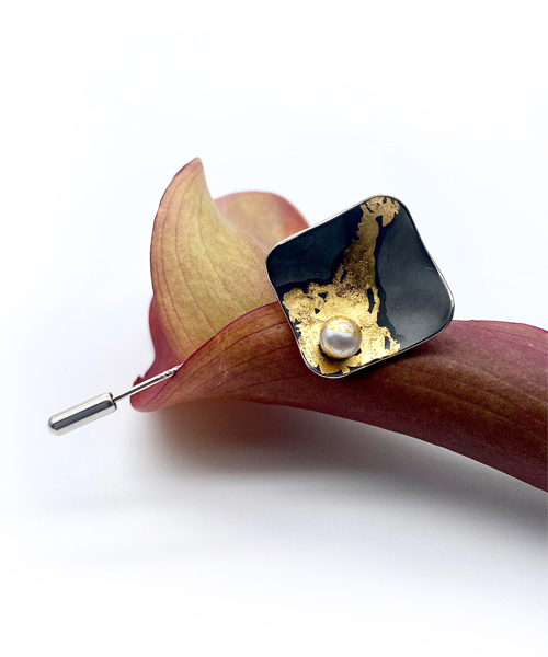 pin pentru cămaşă din argint cu aur de 24k