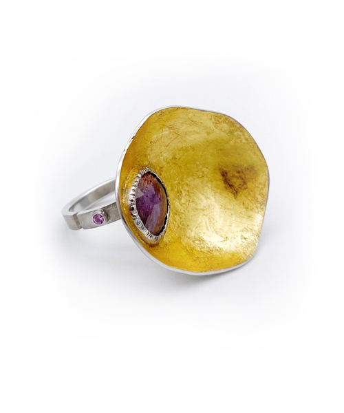 sterling silver ring with 24k gold foil